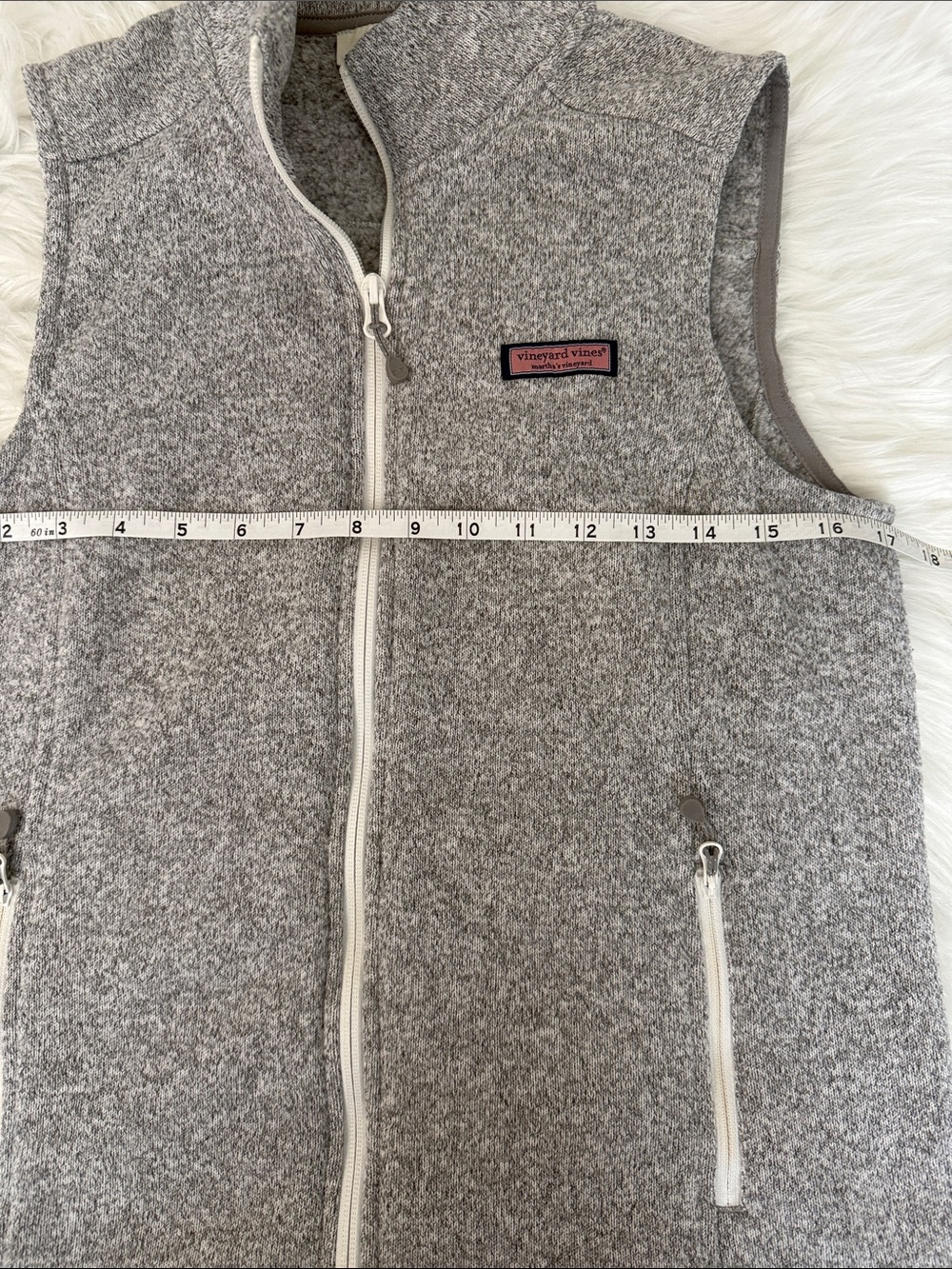 Vineyard Vines Gray Full Zip Fleece Vest Size Small - Picture 6 of 8